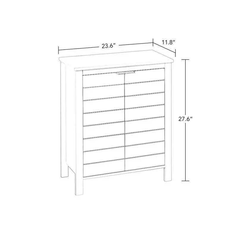 Bathroom Linen Cabinet with Storage Shelf in Grey Wood Finish