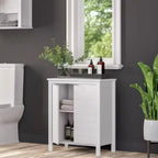 Bathroom Linen Cabinet with Storage Shelf in White Wood Finish