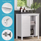 Bathroom Linen Cabinet with Storage Shelf in White Wood Finish