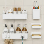Bathroom Organizer - Wall-mounted Stainless Steel 5-piece, back view - House Of Avana
