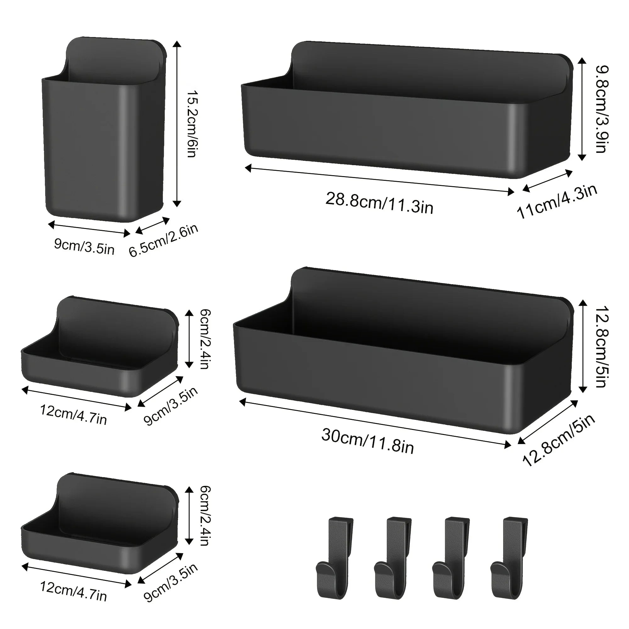 Bathroom Organizer - Wall-mounted Stainless Steel 5-piece, side view - House Of Avana