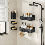 Bathroom Organizer - Wall-mounted Stainless Steel 5-piece, lifestyle image - House Of Avana