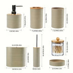 S Bathroom Accessories Set, Bamboo Bathroom Accessories Set Including Soap Dispenser, Toothbrush Holder,... - House Of Avana
