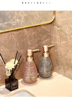 Luxury Bathroom Wash Set of Five with Pull Craft Wash Kit, Divided Bottles, Handmade Retro White Background, Household Bathroom Lotion Bottle, Toothbrush Cup, Mouthwash Cup, Soap Dish, Ceramic Bathroom House Of Avana [[SKU:HOA-BAT-402]]