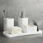 Four-piece White Marble Bathroom Set - House Of Avana