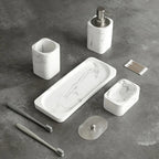 Four-piece White Marble Bathroom Set - House Of Avana [[SKU:HOA-BAT-027]]