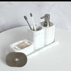 Four-piece White Marble Bathroom Set - House Of Avana [[SKU:HOA-BAT-027]]