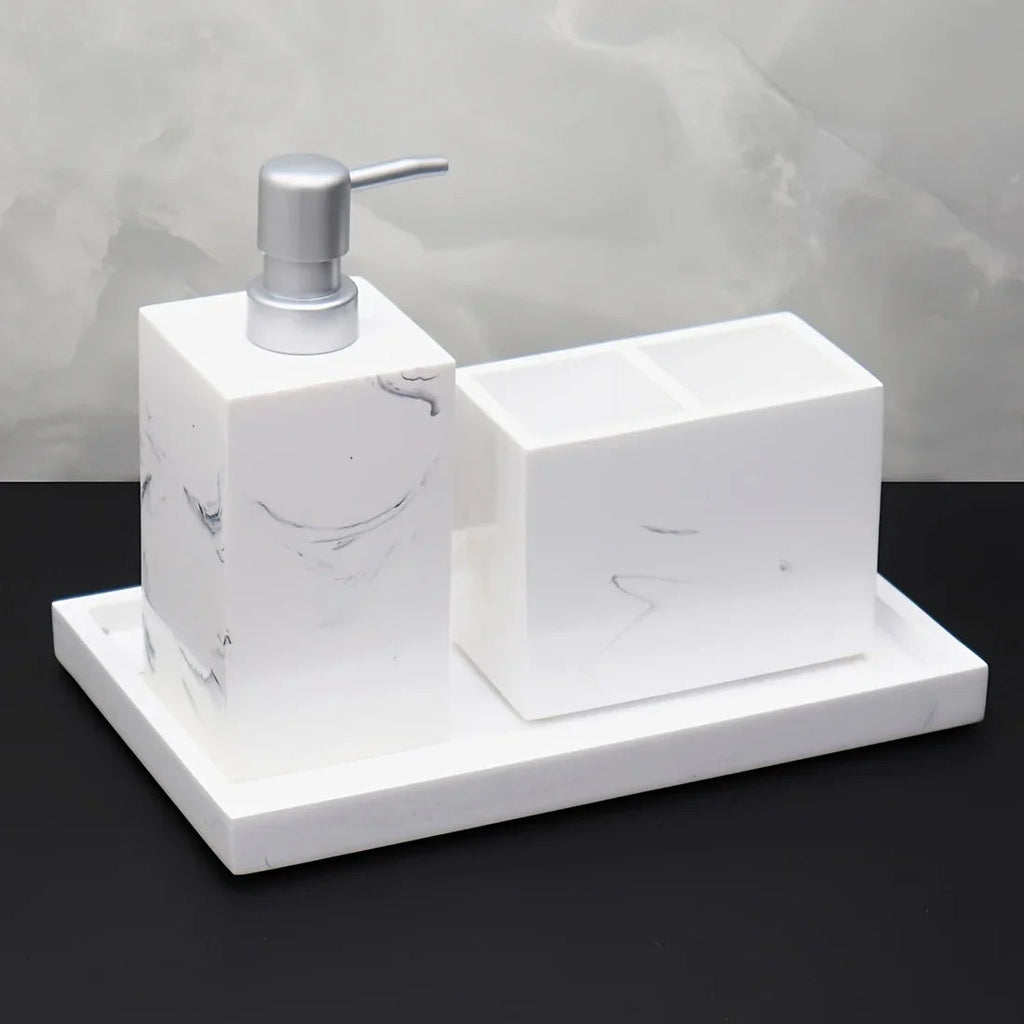 Marble Pattern Resin Bathroom Set, Three-Piece Minimalist Design Suitable for Various Styles, Very Practical and Textured in Multiple Colors for Home or Hotel Use House Of Avana [[SKU:HOA-BAT-409]]
