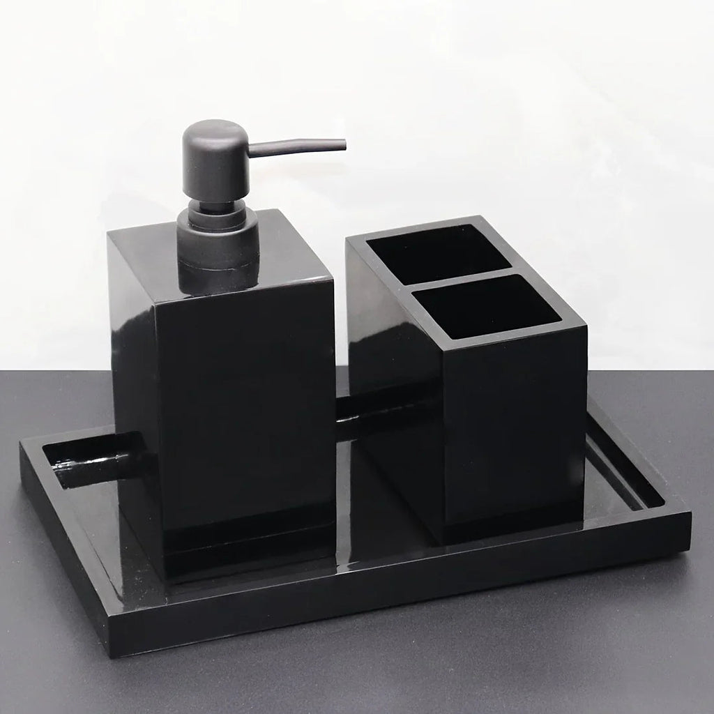 Marble Pattern Resin Bathroom Set, Three-Piece Minimalist Design Suitable for Various Styles, Very Practical and Textured in Multiple Colors for Home or Hotel Use House Of Avana [[SKU:HOA-BAT-409-A]]