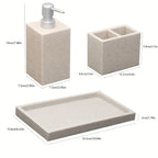 Marble Pattern Resin Bathroom Set, Three-Piece Minimalist Design Suitable for Various Styles, Very Practical and Textured in Multiple Colors for Home or Hotel Use House Of Avana