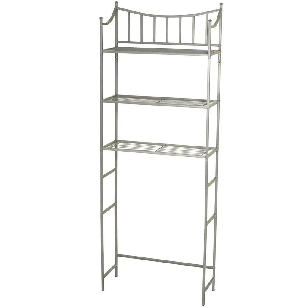 Bathroom Space Saving Over the Toilet Linen Tower Shelving Unit in Nickel Finish