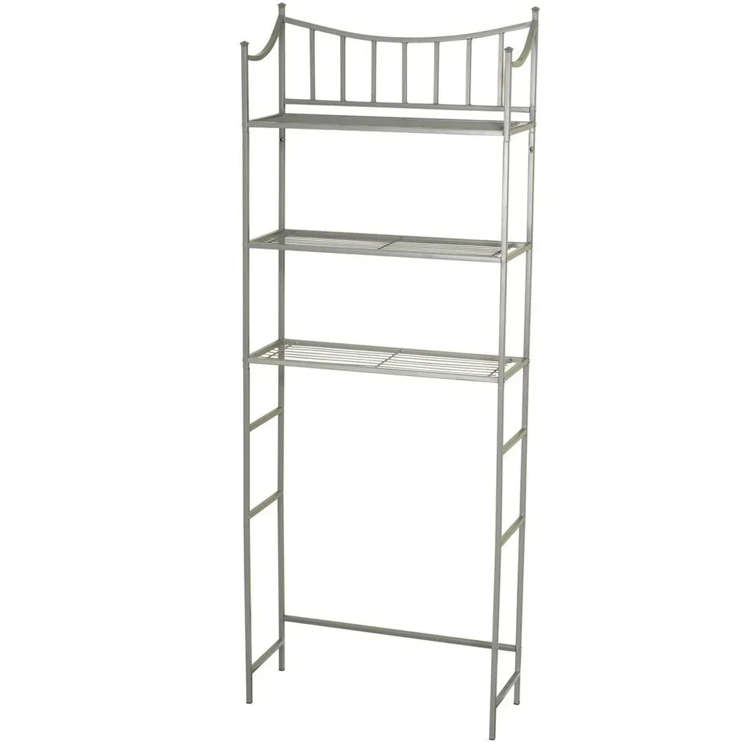 Bathroom Space Saving Over the Toilet Linen Tower Shelving Unit in Nickel Finish