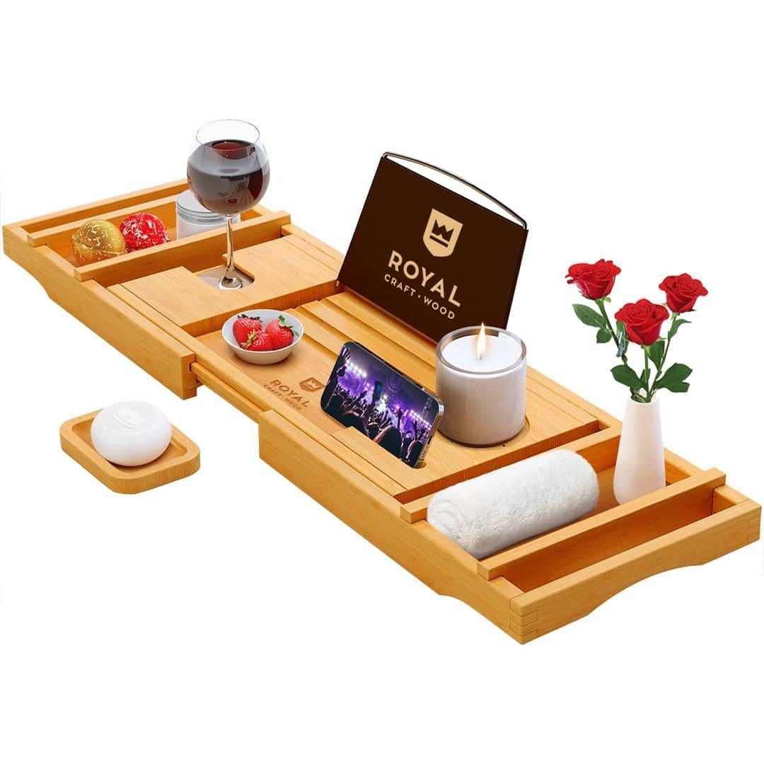 Bathtub Caddy Tray, Natural, front view - House Of Avana