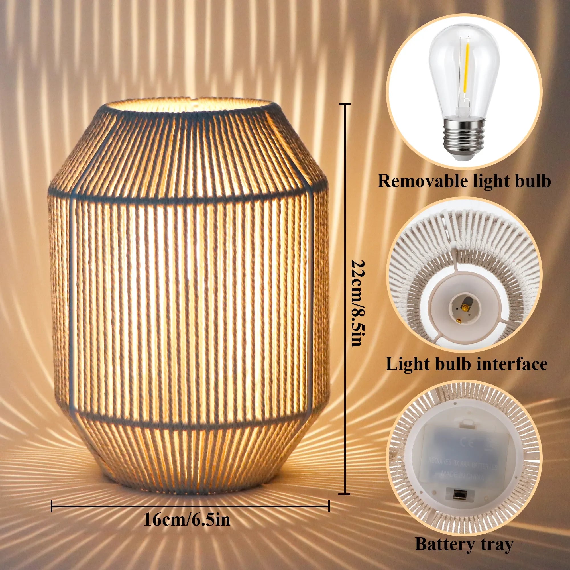 Set of 2 Woven Lamp shade Table Lamps-4