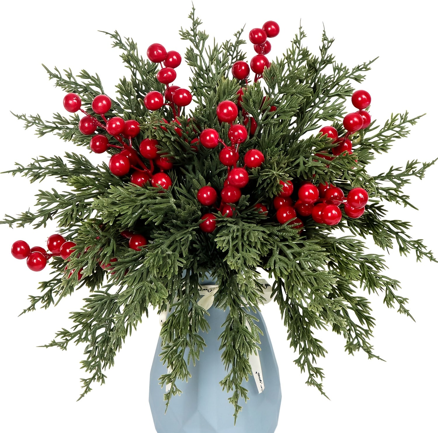 20pcs FREYSITE Artificial Pine Branches with Red Berries - 25.3cm Realistic Faux Evergreen Norfolk Pine & Cypress Stems, Lush Green Needles & Berry Stems for DIY Garland, Wreaths, Tabletop Centerpieces, Fireplace Mantel Decor House Of Avana