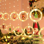 Christmas LED Curtain Lights Set | Santa-Claus, Reindeer, Snowman, And Christmas Tree Designs | Powered, Button Control, Glam Style, Plastic Material House Of Avana