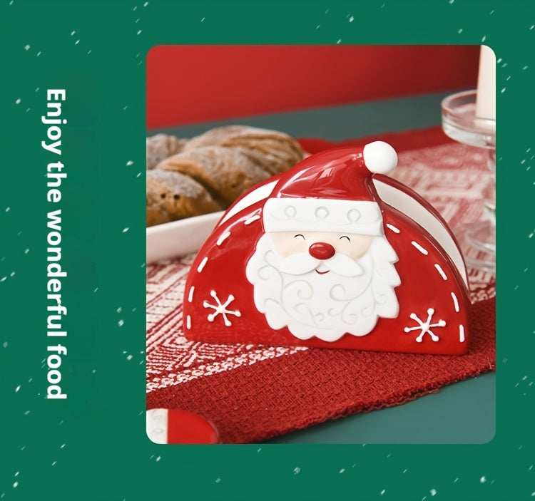 1pc Christmas Santa Claus Ceramic Napkin & Tissue Holder - Red and White Santa, Tabletop Decor for Christmas Dining, Holiday Party Centerpiece - Festive Table Decoration, Seasonal Home Accessory, Embossed Design, Highquality House Of Avana