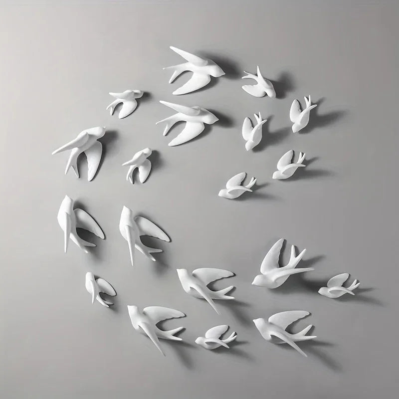 Ceramic Swallow Wall Decor Set, Contemporary Style White Bird Wall Hangings for Living Room, Bedroom, Dining Room Decor - 3D Ceramic Bird Wall Art Sculptures - House Of Avana