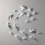 Ceramic Swallow Wall Decor Set, Contemporary Style White Bird Wall Hangings for Living Room, Bedroom, Dining Room Decor - 3D Ceramic Bird Wall Art Sculptures - House Of Avana