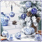 12 Christmas Ceramic Balls 2.4 Inch Blue and White Porcelain Chinese Style Decorations Wholesale Ceramic Hanging Decorative Ceramic Decorations Home Tree Decorative Christmas Party (Elegant Style), Seasonal Ornaments, Festive House Of Avana