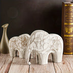 Vintage White Elephant Figurines - Wooden Travel Theme Decorative Statues for Various Room Types, Indoor Use, No Electricity Required House Of Avana