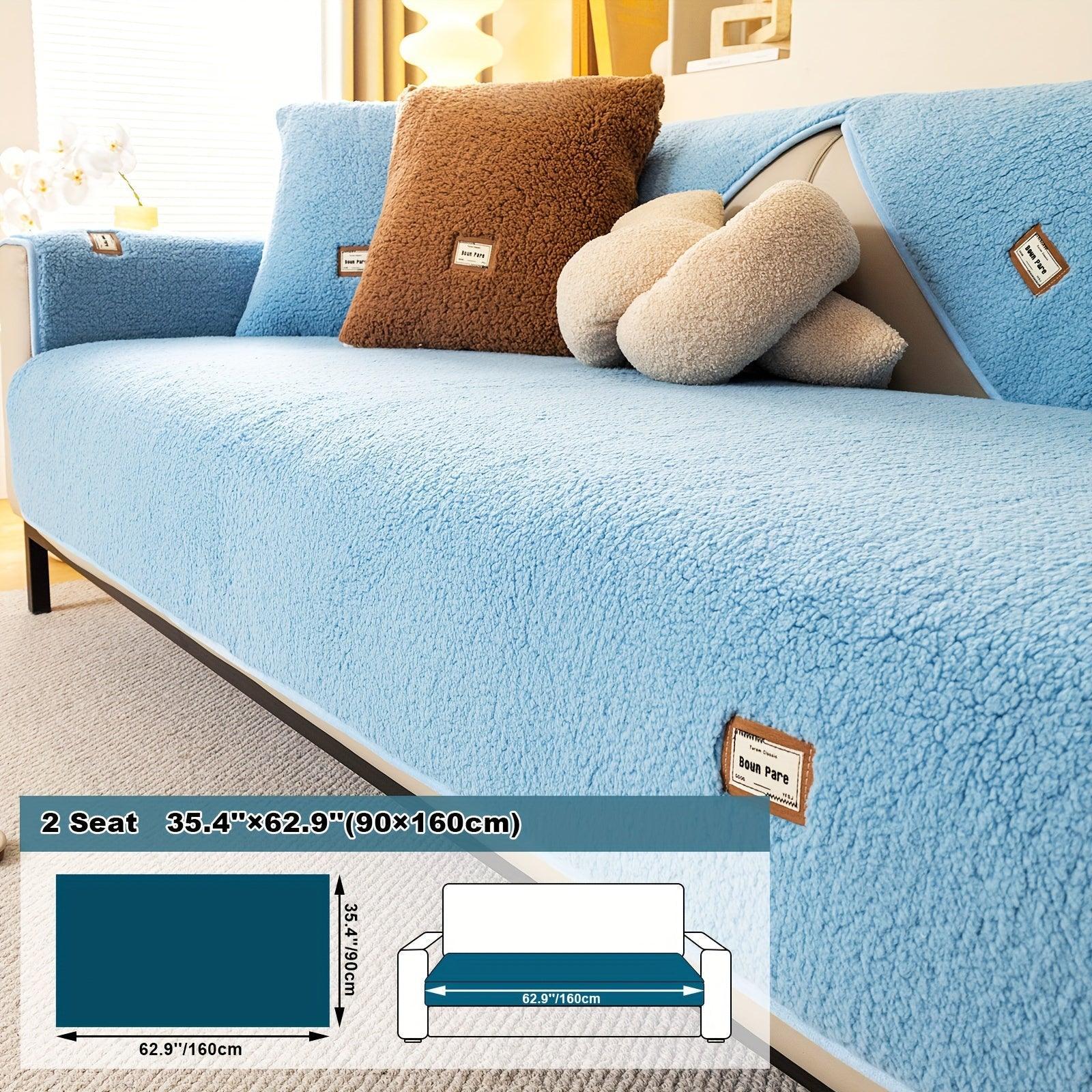 Durable 3 cushion couch cover | High-Quality Plush Sherpa Sofa Cover topspet