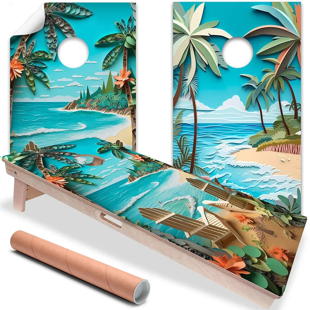 Beach Dreams - Cornhole Board Wrap - Set of 2, front view - House Of Avana