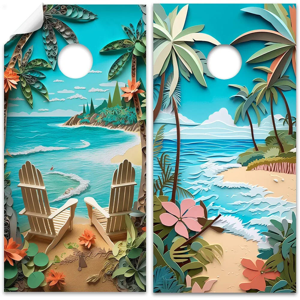 Beach Dreams - Cornhole Board Wrap - Set of 2, back view - House Of Avana