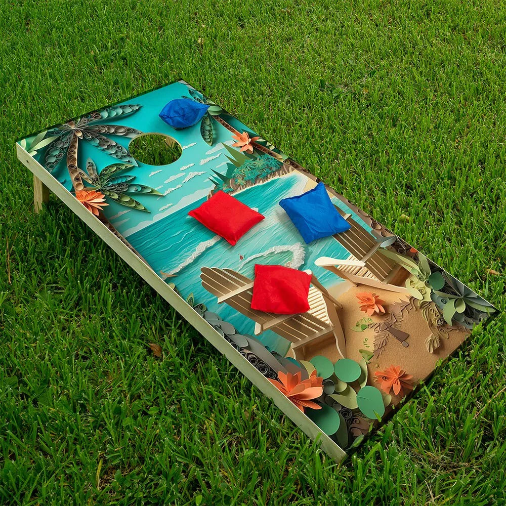 Beach Dreams - Cornhole Board Wrap - Set of 2, side view - House Of Avana
