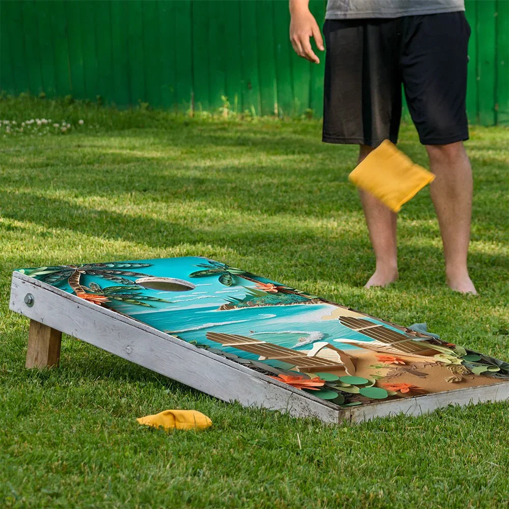 Beach Dreams - Cornhole Board Wrap - Set of 2, angled view - House Of Avana