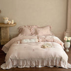 Beatrice Rose Lace Ruffle Bedding Set / Pink Ever Lasting