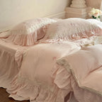 Beatrice Rose Lace Ruffle Bedding Set / Pink, detail shot - House Of Avana