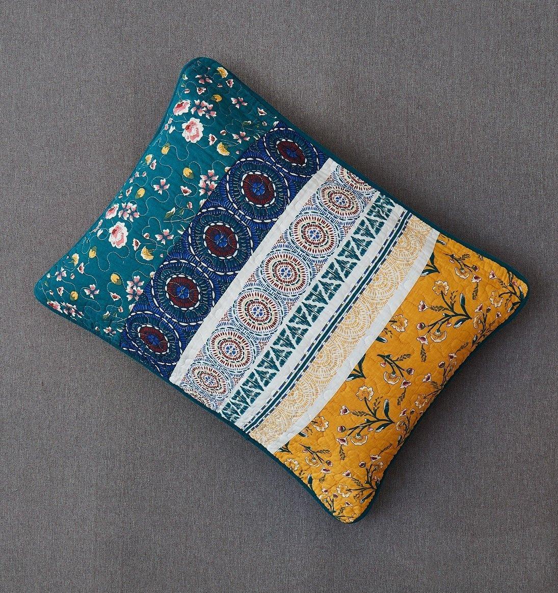 DaDa Bedding Bohemian Patchwork Bed of Wild Flowers Floral Gardenia Green Bedspread Set (JHW-886) DaDalogy Bedding Collection