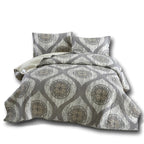 DaDa Bedding Rustic Grey Mosaic Distressed Medallion Reversible Quilted Bedspread Set (SD16299) DaDalogy Bedding Collection