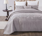 DaDa Bedding Whimsical Lavender Grey Cottage Soft Quilted Coverlet Bedspread Set - Twin (JHW866)