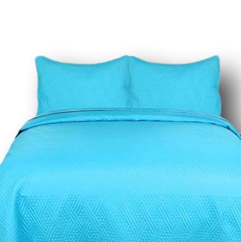 DaDa Bedding Gentle Wave Turquoise Teal Blue Lagoon Lightweight Quilted Bedspread Set (LH3000) DaDalogy Bedding Collection