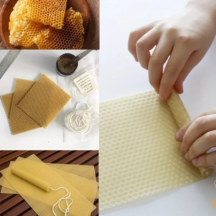 Beeswax candles with honeycomb design, natural wax and warm glow - House of Avana