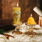 Beeswax candles with honeycomb design, natural wax and warm glow - House of Avana