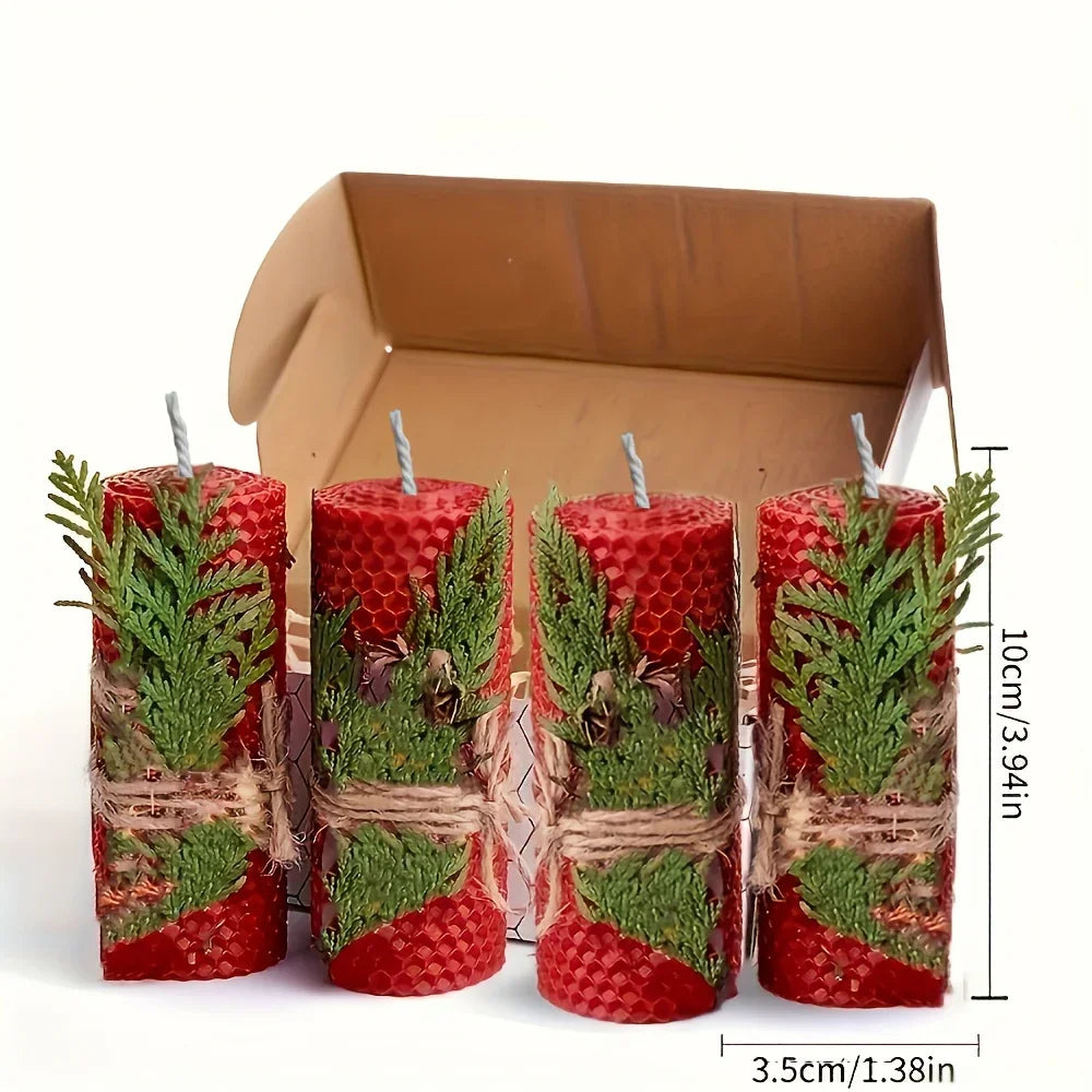 Beeswax Candles with Dried Flowers, Multicolor Piece Oval Set, close-up view - House Of Avana