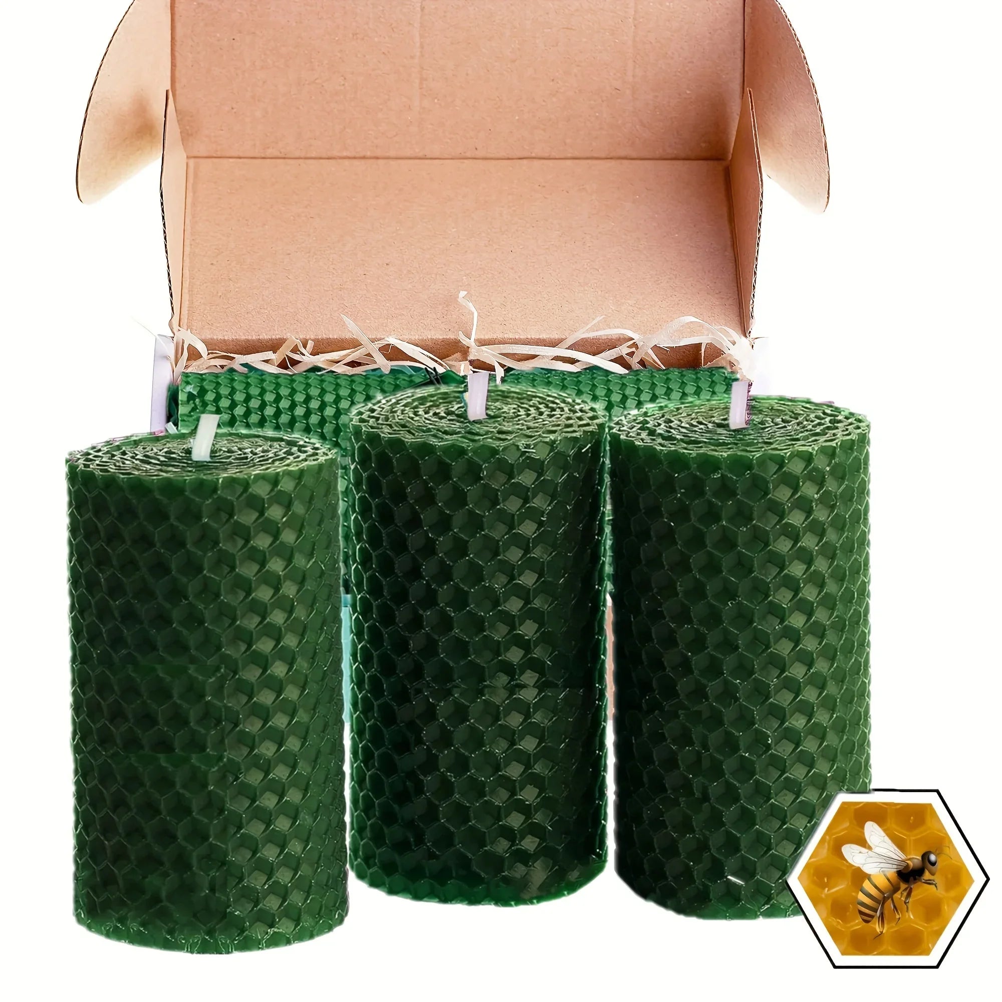 Colorful beeswax pillar candles, honey scented and smokeless - House of Avana