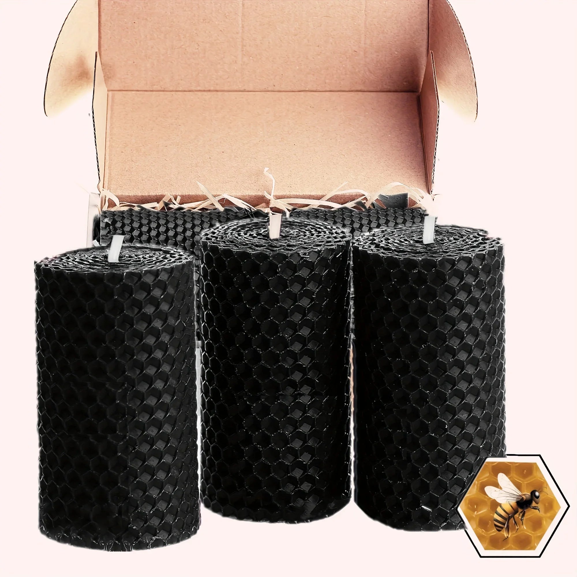 Colorful beeswax pillar candles, honey scented and smokeless - House of Avana