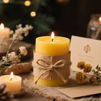 White pure beeswax candles, long-burning, in mercury glass holders - House of Avana