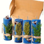 Beeswax Candles with Dried Flowers, Multicolor Piece Oval Set, alternate view - House Of Avana