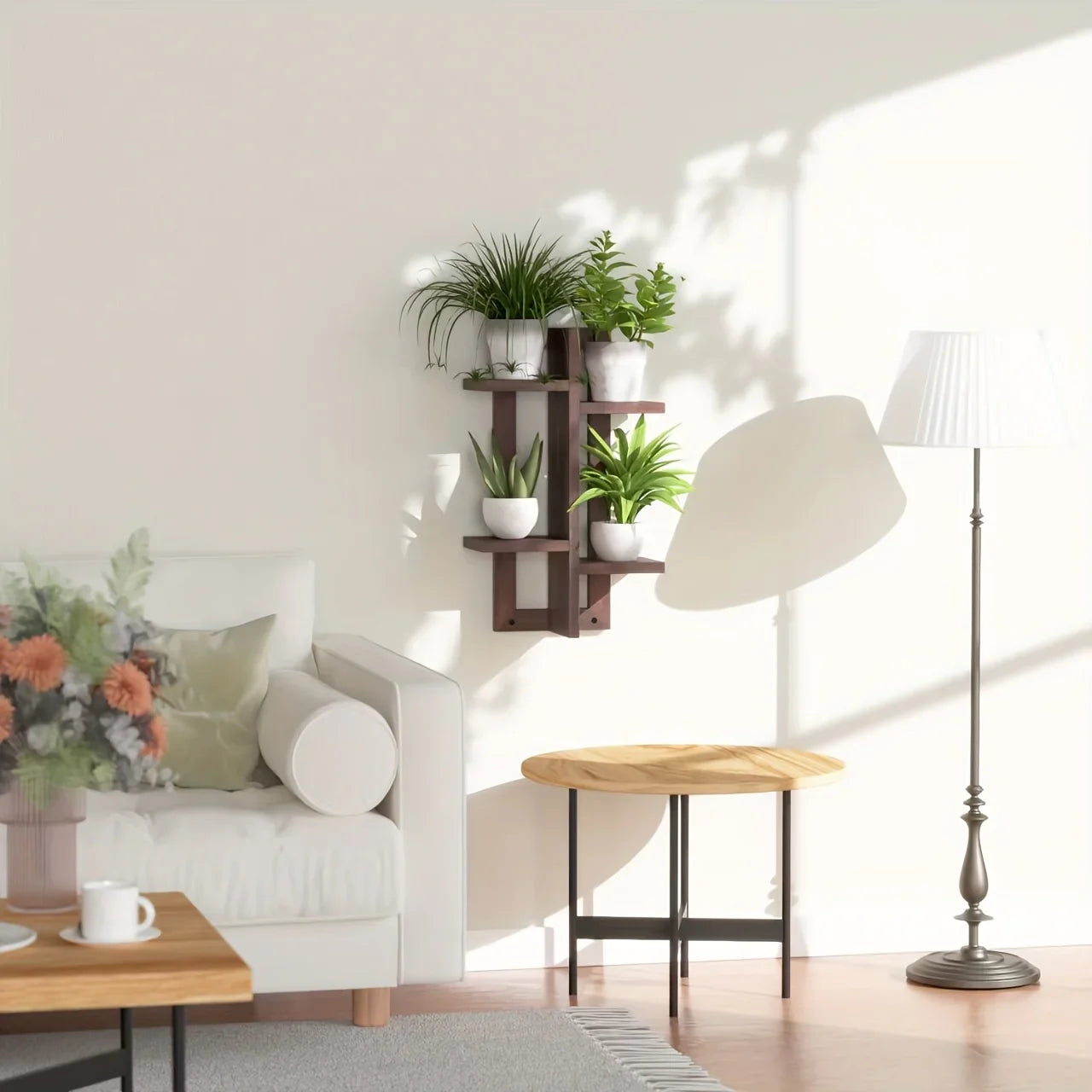 Floating Wood Shelves for Room Decor, Small Plant Display Holder Shelf, Hanging Shelves for Multiple Plants, Farmhouse Wall Mounted Shelf for Living Room, Bathroom, Bedroom - Rustic Brown House Of Avana