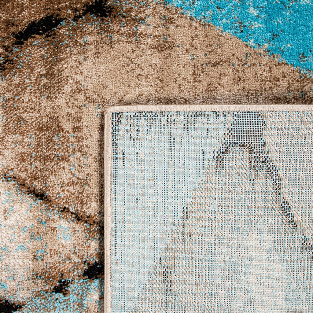 Beige Blue Area Rug Modern Diamond Pattern Low-Pile RugYourHome