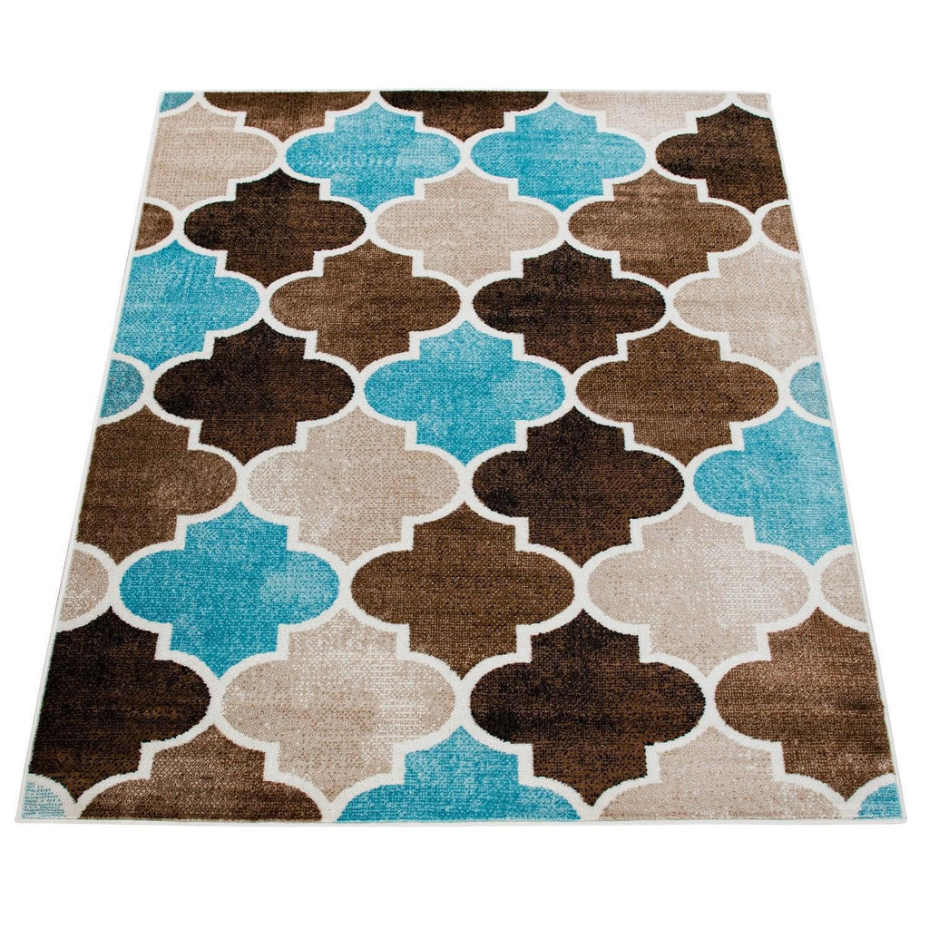 Beige Brown Area Rug for Living Room Moroccan Pattern RugYourHome