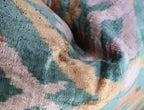 Canvello Teal Beige Brown Vegetable Dyed Handmade Turkish Silk Velvet Pillow - a Work of Art, alternate view - House Of Avana
