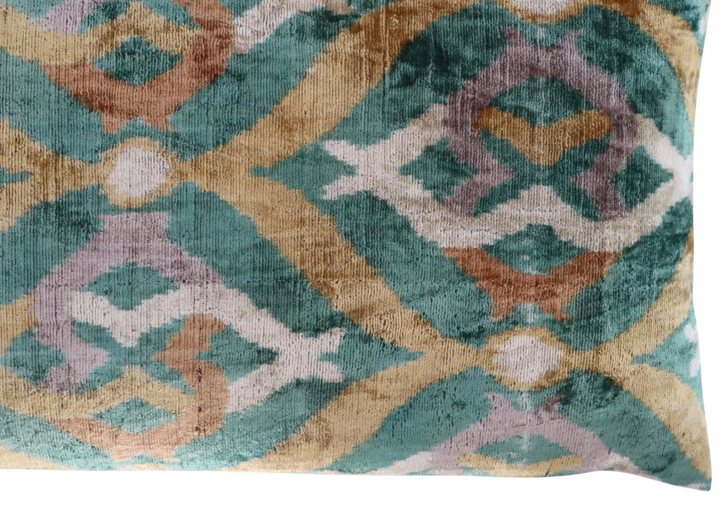 Canvello Teal Beige Brown Vegetable Dyed Handmade Turkish Silk Velvet Pillow - a Work of Art, lifestyle... - House Of Avana