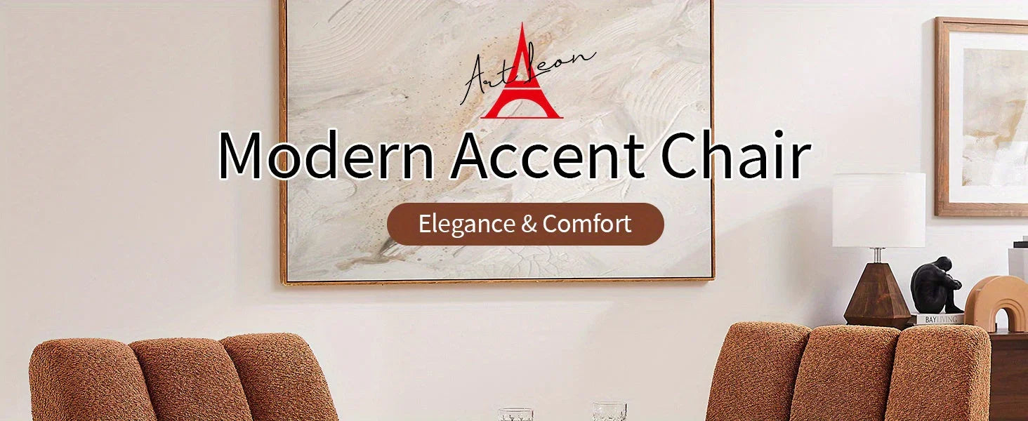 Accent Chair - Sherpa Beige Wooden Legs, side view - House Of Avana