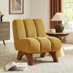 Accent Chair - Sherpa Beige Wooden Legs, texture detail - House Of Avana